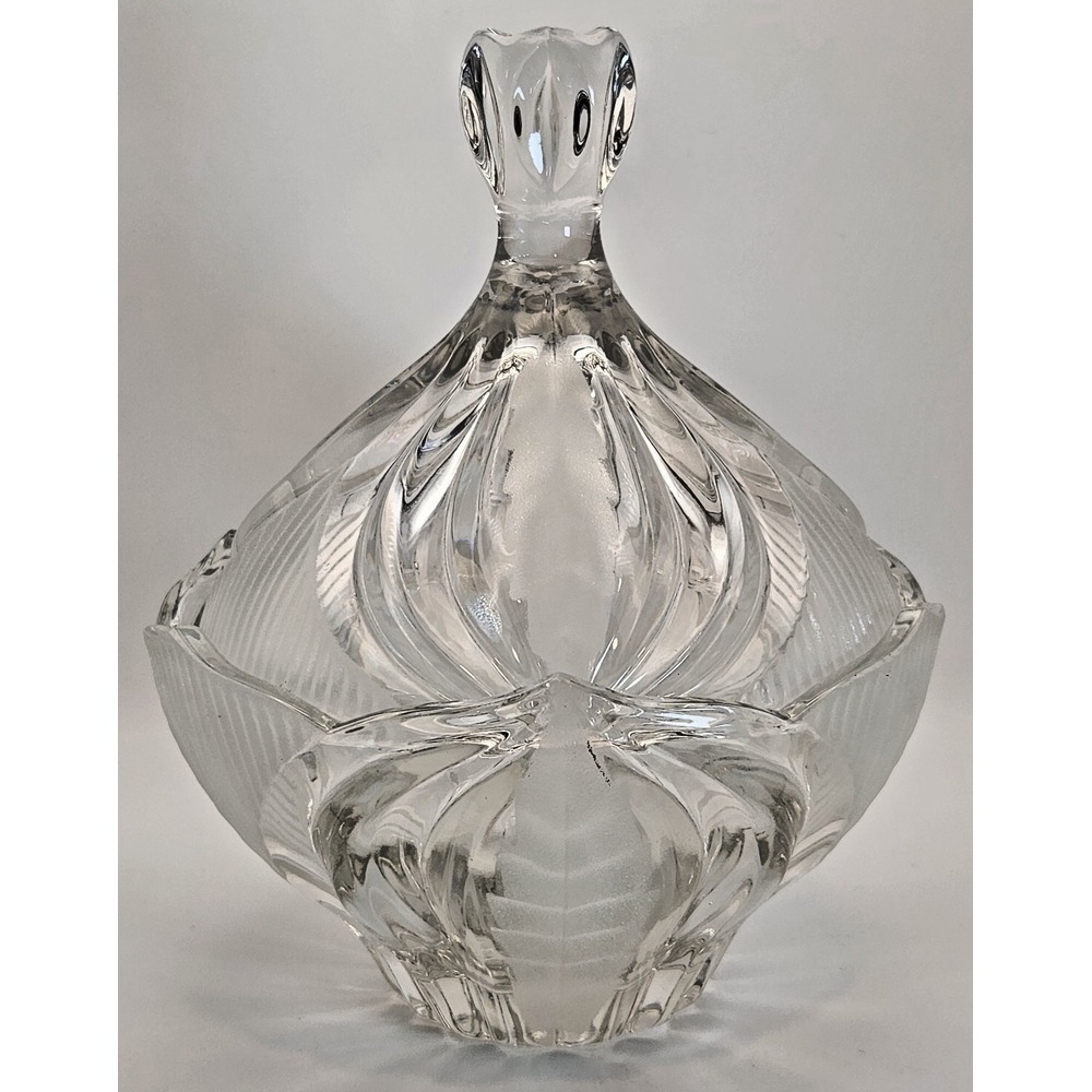 Crystal Clear/frosted Crystal Novellette II Pattern Lead‎ Crystal Candy Dish 9" - Picture 3 of 16